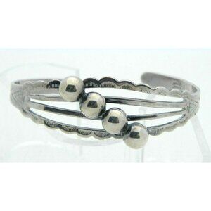 Dead Pawn Native American Maisels Sterling Ball Cuff Bracelet